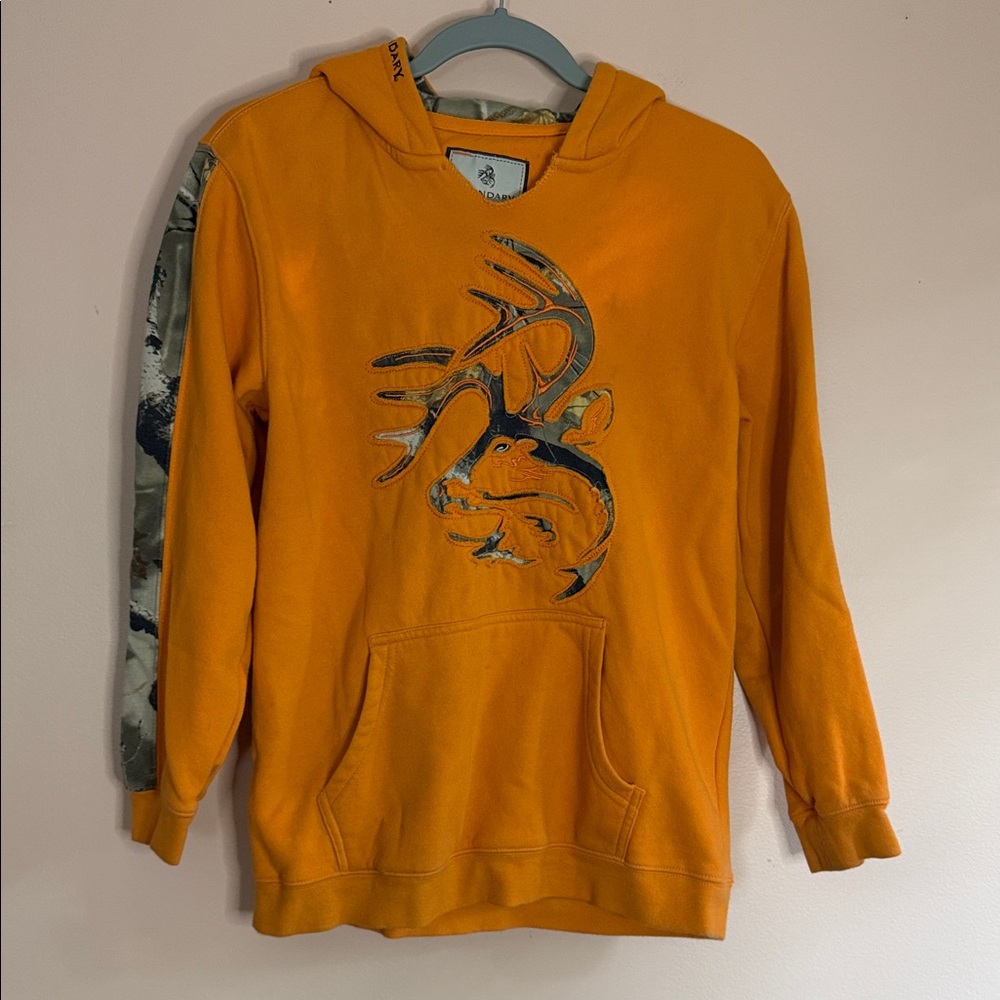 Legendary Whitetails Orange Crewneck Hoodie with Deer Graphic